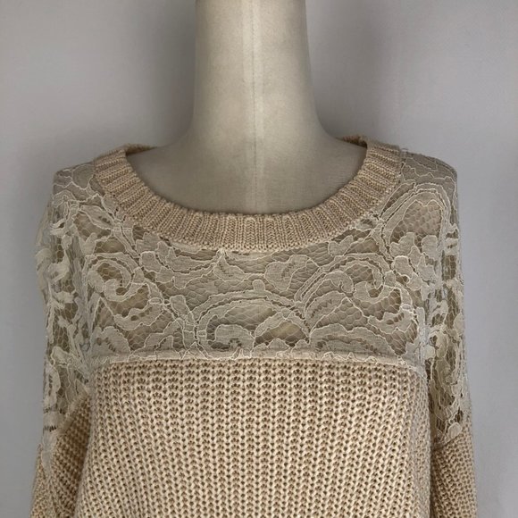 Essentiel Antwerp Lace Yoke Shaker Knit Sweater - Picture 4 of 8